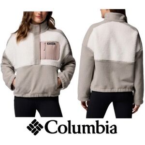 NWT Columbia Ladies' Half Snap Sherpa Fleece Pullover, Grey
